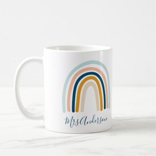 Rainbow blue yellow gepersonifieerd cadeau koffiemok (Links)