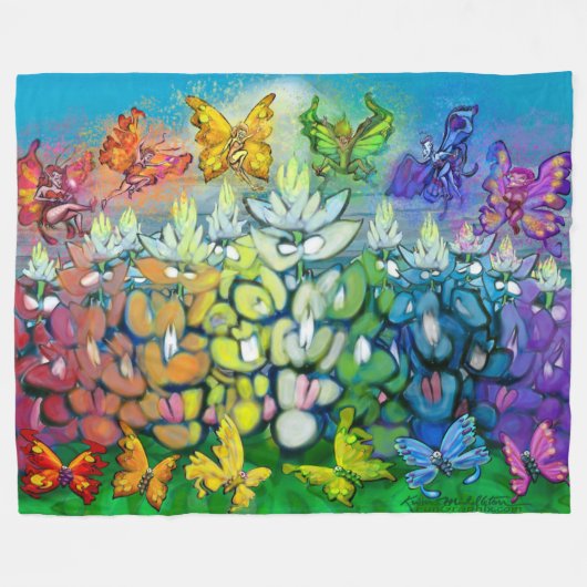 Rainbow Bluebonnets Map Fleece Blanket Deken (Voorkant (Horizontaal))