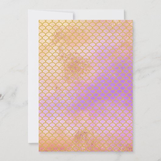RAINBOW BLUR GOLD MERMAID SCALE BIRTHDAY KAART (Achterkant)