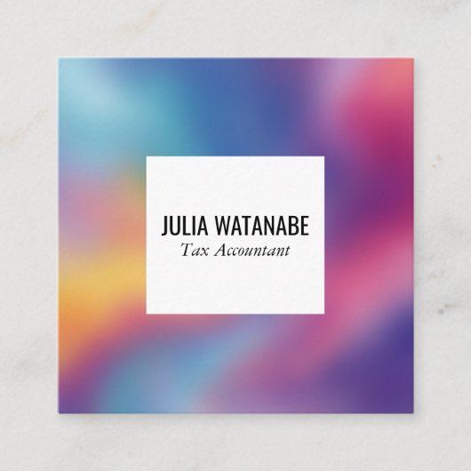 Rainbow Blur Minimalist Modern QRCode Social Media Vierkante Visitekaartje (Voorkant)