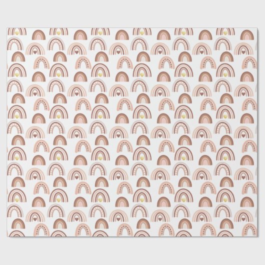 Rainbow Blush Pink Beige Boho Cadeaupapier (Vlak)