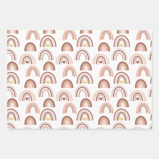 Rainbow Blush Pink Beige Boho Inpakpapier Vel (Voorkant 2)