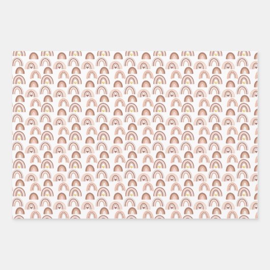 Rainbow Blush Pink Beige Boho Inpakpapier Vel (Voorkant)
