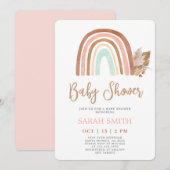 Rainbow Blush roze boho Baby shower meisje Kaart (Voorkant / Achterkant)
