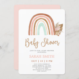 Rainbow Blush roze boho Baby shower meisje Kaart