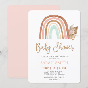 Rainbow Blush roze boho Baby shower meisje Kaart