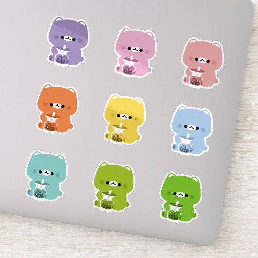 Rainbow Boba Cat Sticker (Detail)