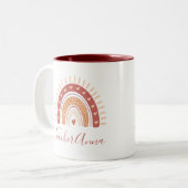 Rainbow Bohemian Terracotta Calligraphy Teacher Tweekleurige Koffiemok (Voorkant links)