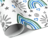 Rainbow Boho 1st Birthday Baby shower Boy Cadeaupapier (Rol Hoek)