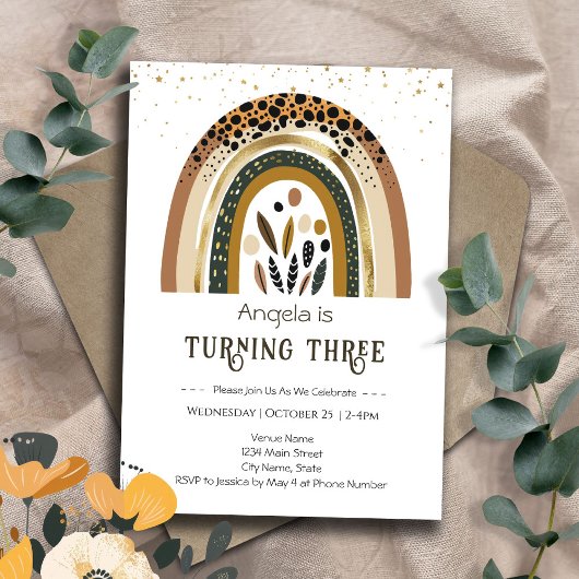 Rainbow Boho 2e verjaardag Kaart