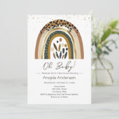 Rainbow Boho Animal Print Floral Baby shower Kaart (Staand voorkant)