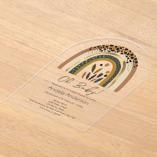 Rainbow Boho-Baby shower Acryl Uitnodigingen (Laagn)