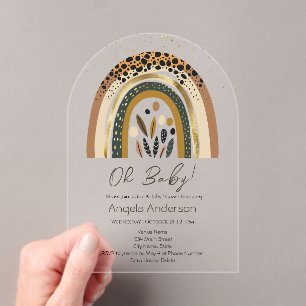 Rainbow Boho-Baby shower Acryl Uitnodigingen