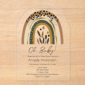 Rainbow Boho-Baby shower Acryl Uitnodigingen (Voorkant)