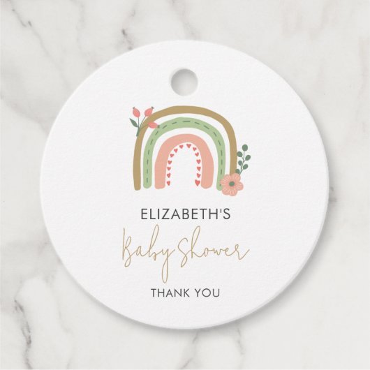 Rainbow Boho Baby shower Gedempte kleuren Earth Sc Bedankjes Labels (Voorkant)