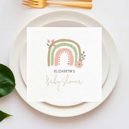 Rainbow Boho Baby shower Gedempte kleuren Earth Sc Servet