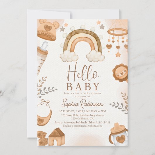 Rainbow Boho Baby Shower Gender Neutral Kaart (Voorkant)