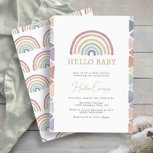 Rainbow Boho-Baby shower Kaart