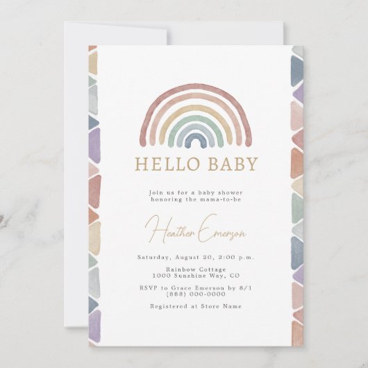 Rainbow Boho-Baby shower Kaart (Voorkant)