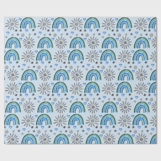Rainbow Boho Birthday Baby shower Boy Cadeaupapier (Vlak)