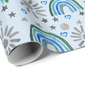 Rainbow Boho Birthday Baby shower Boy Cadeaupapier (Rol Hoek)