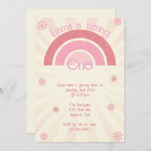 Rainbow Boho Birthday Uitnodiging (Voorkant / Achterkant)