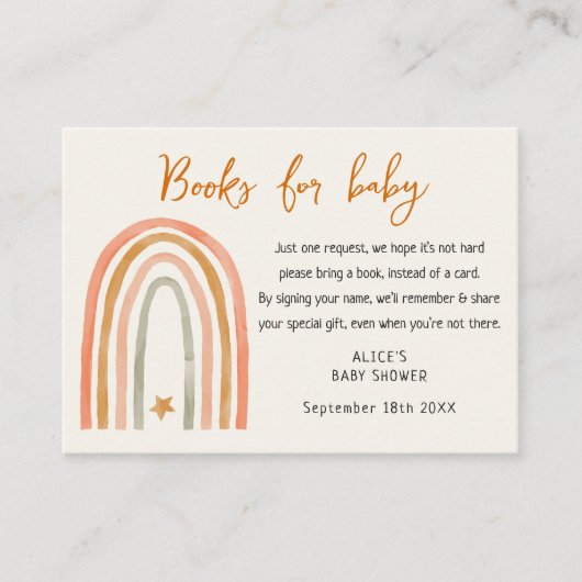 Rainbow Boho Boeken voor Baby shower Informatiekaartje (Voorkant)
