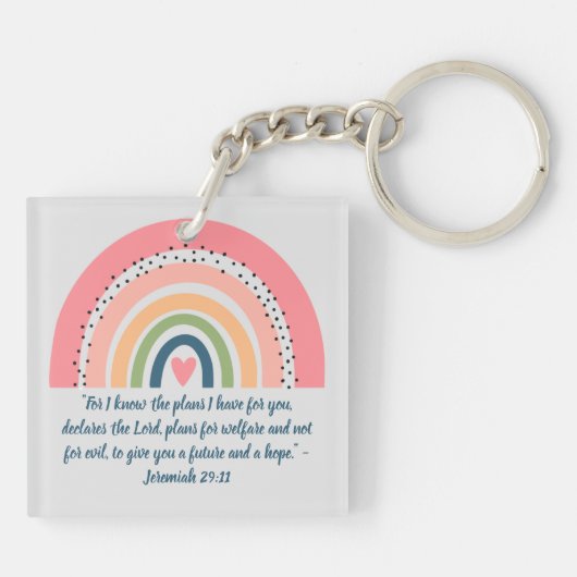 RAINBOW BOHO CHRISTELIJK QUOTE DANK U SLEUTELHANGER (Achterkant)