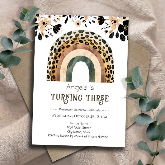 Rainbow Boho Floral 2e verjaardag Kaart