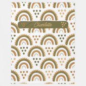 Rainbow Boho gepersonaliseerd groen wit bruin Fleece Deken (Voorkant)