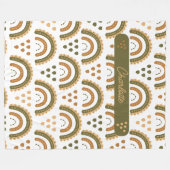 Rainbow Boho gepersonaliseerd groen wit bruin Fleece Deken (Voorkant (Horizontaal))