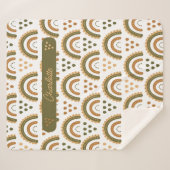 Rainbow Boho gepersonaliseerd groen wit bruin Sherpa Deken (Voorkant (horizontaal))