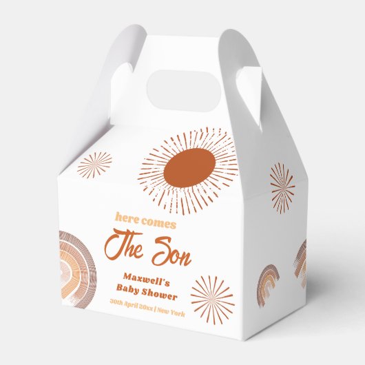 Rainbow Boho hier komt het Son Baby shower Bedankdoosjes (Achterkant)