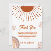 Rainbow Boho hier komt het Son Baby shower Bedankkaart (Voorkant)