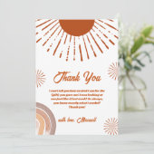 Rainbow Boho hier komt het Son Baby shower Bedankkaart (Staand voorkant)