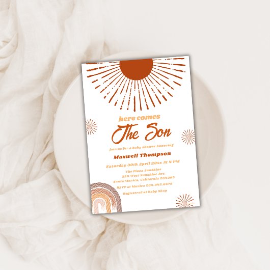 Rainbow Boho hier komt het Son Baby shower Kaart