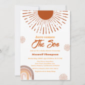 Rainbow Boho hier komt het Son Baby shower Kaart (Voorkant)