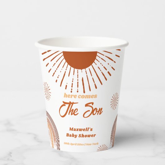 Rainbow Boho hier komt het Son Baby shower Papieren Bekers (Voorkant)