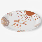 Rainbow Boho hier komt het Son Baby shower Papieren Bordje (Gekanteld)