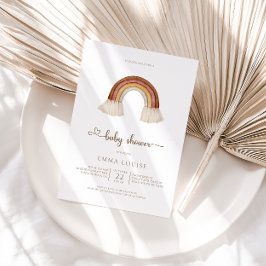 Rainbow Boho Neutral Baby shower Kaart