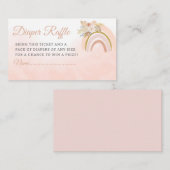 Rainbow Boho Pampas Grass roze meisje Luier Raffle Informatiekaartje (Voorkant / Achterkant)