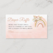 Rainbow Boho Pampas Grass roze meisje Luier Raffle Informatiekaartje (Voorkant)