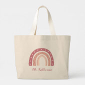 Rainbow Boho Pastel Roze Gift Grote Canvas tas (Achterkant)