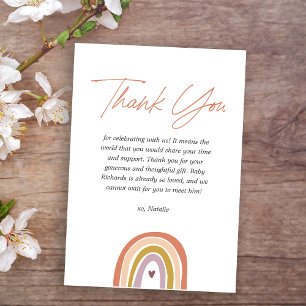 Rainbow Boho Perzik Blush Baby shower Bedankkaart