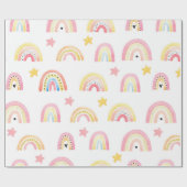 Rainbow Boho Pink Pattern Girly Birthday Cadeaupapier (Vlak)