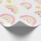 Rainbow Boho Pink Pattern Girly Birthday Cadeaupapier (Hoek)