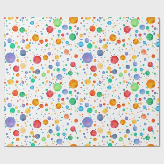 Rainbow Boho Polka Dot Waterverf Wrappapier Cadeaupapier (Vlak)