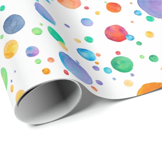 Rainbow Boho Polka Dot Waterverf Wrappapier Cadeaupapier (Rol Hoek)