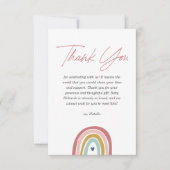 Rainbow Boho Roze Blauw Baby shower Bedankkaart (Voorkant)