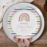 Rainbow Boho Roze Blauw Baby shower Papieren Bordje<br><div class="desc">Rainbow Boho Pink Blue Baby showers papieren borden hebben een schattig duo van regenboog in de tinten roze,  blos,  mosterd,  aqua en marine,  samen met moderne kalligrafie.</div>